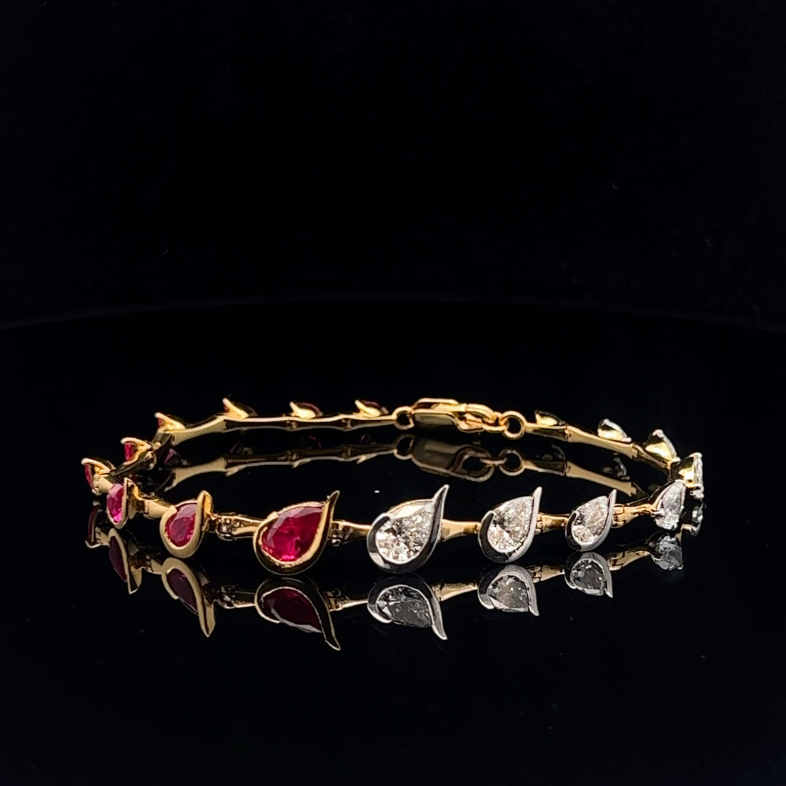 The Split Pear: Ruby & Diamond Half-and-Half Bracelet