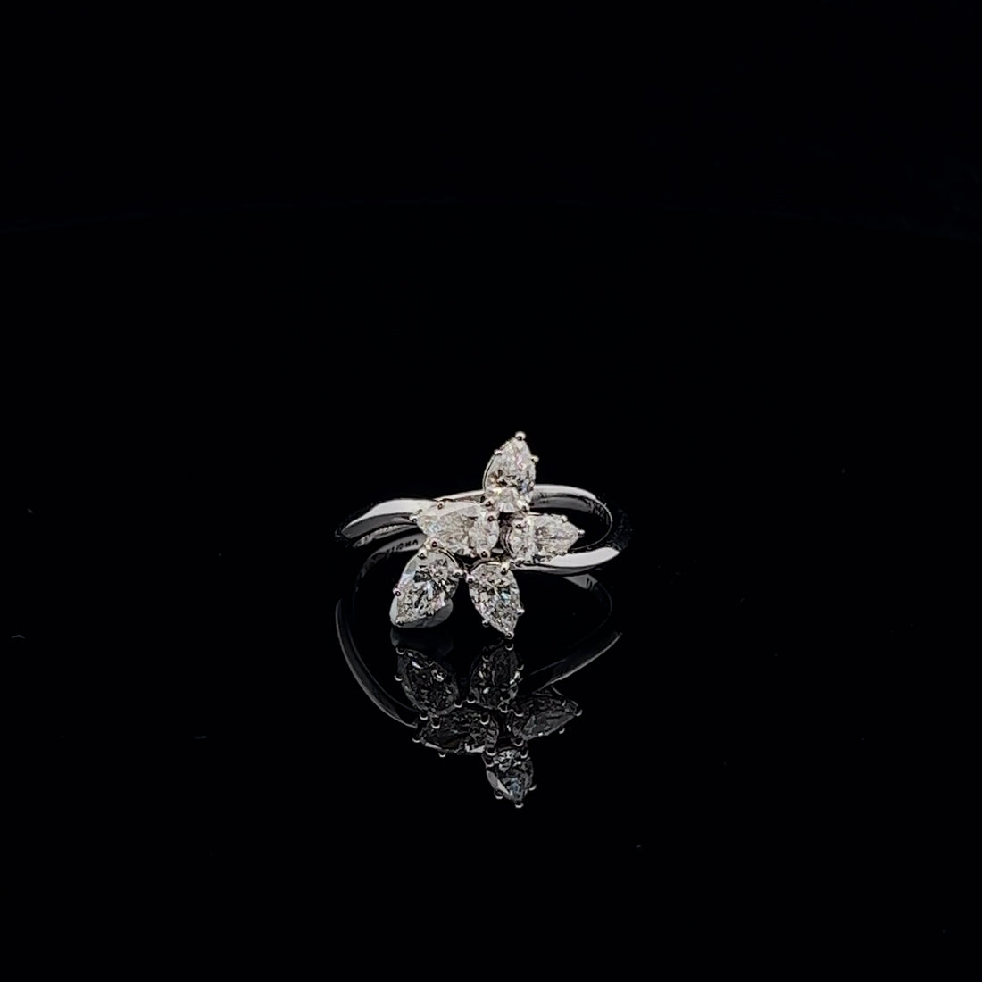 The Petal Bloom: Pear Diamond Statement Ring