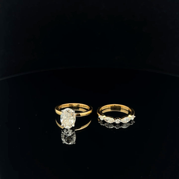 Stackable Ring Set with Oval Cut Diamond