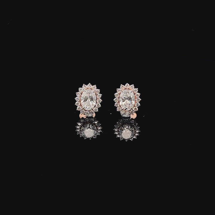 Versatile Sparkle: Oval Halo Diamond Studs