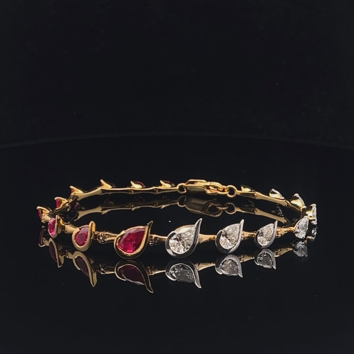 The Split Pear: Ruby & Diamond Half-and-Half Bracelet