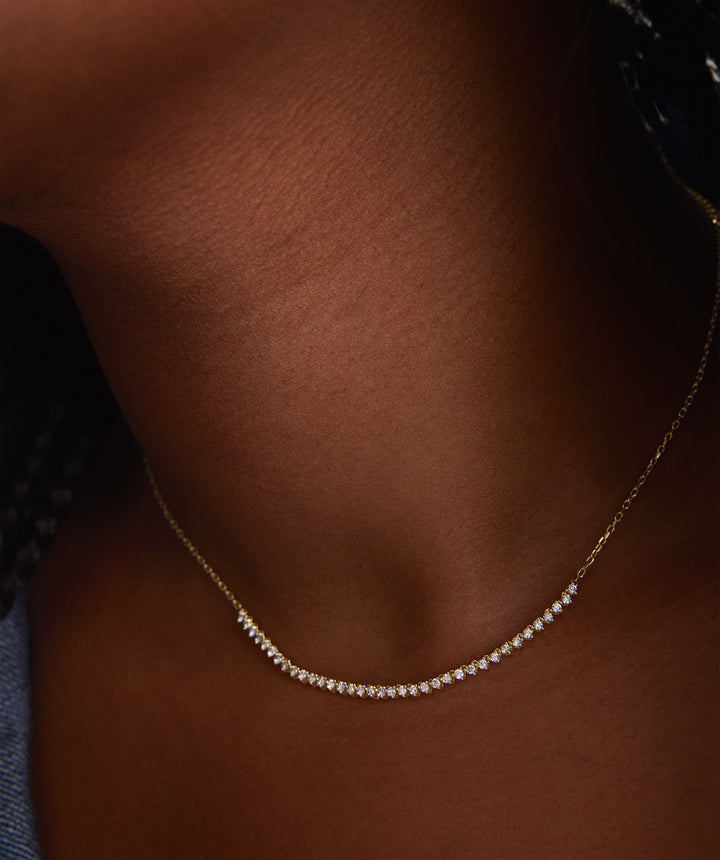 Exquisite Diamond Half Tennis Neckline