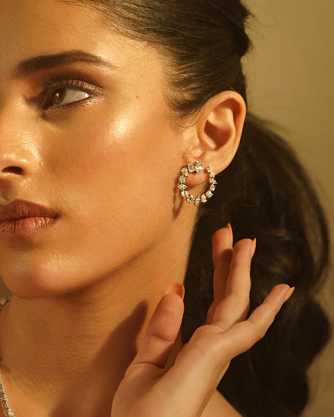 Mixed Cut Diamond Garland Necklace and Earrings Set