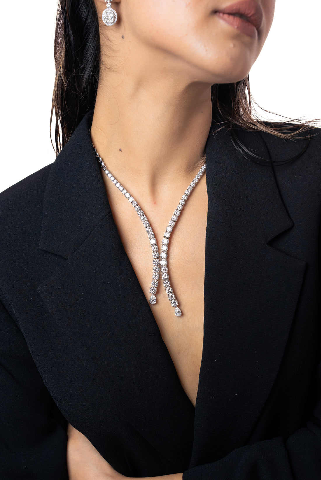 Cascading Teardrop Diamond Necklace