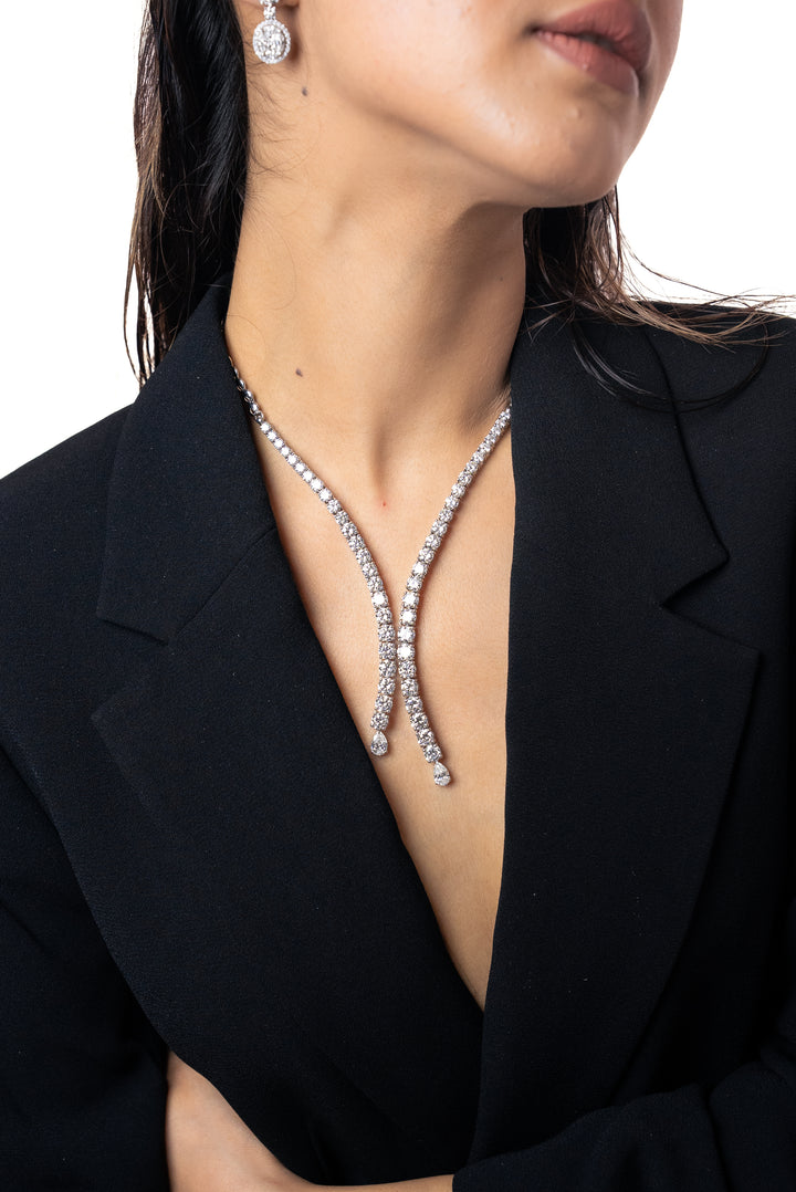 Cascading Teardrop Diamond Necklace