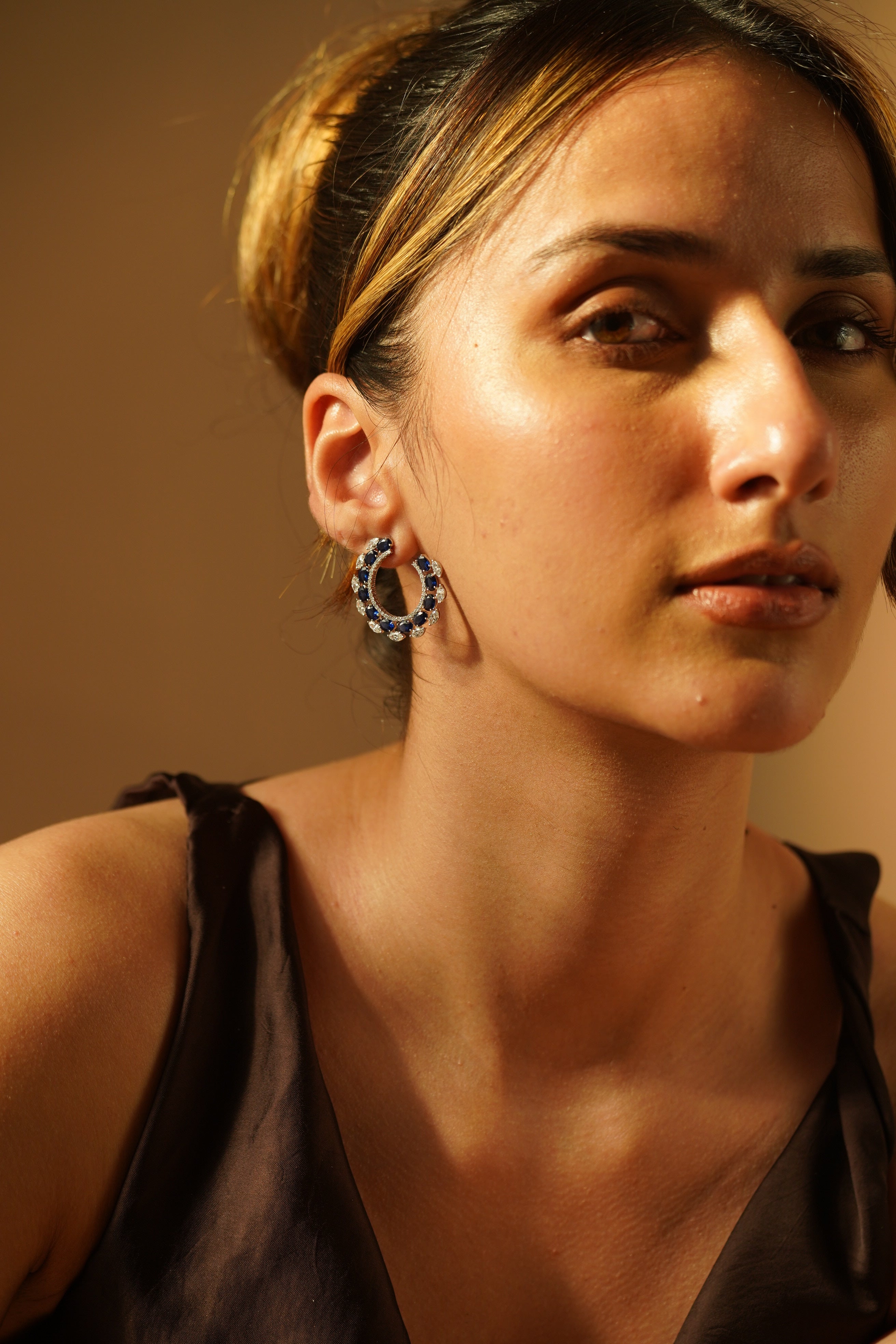 Elegant Sapphire and Diamond Hoops