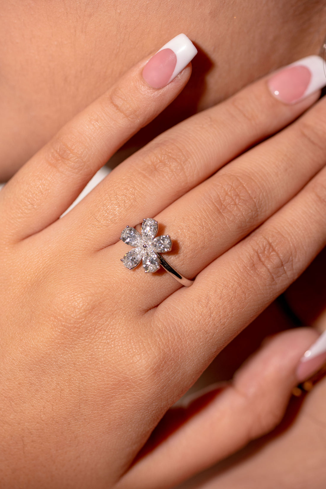 Elegant Diamond Flower Ring