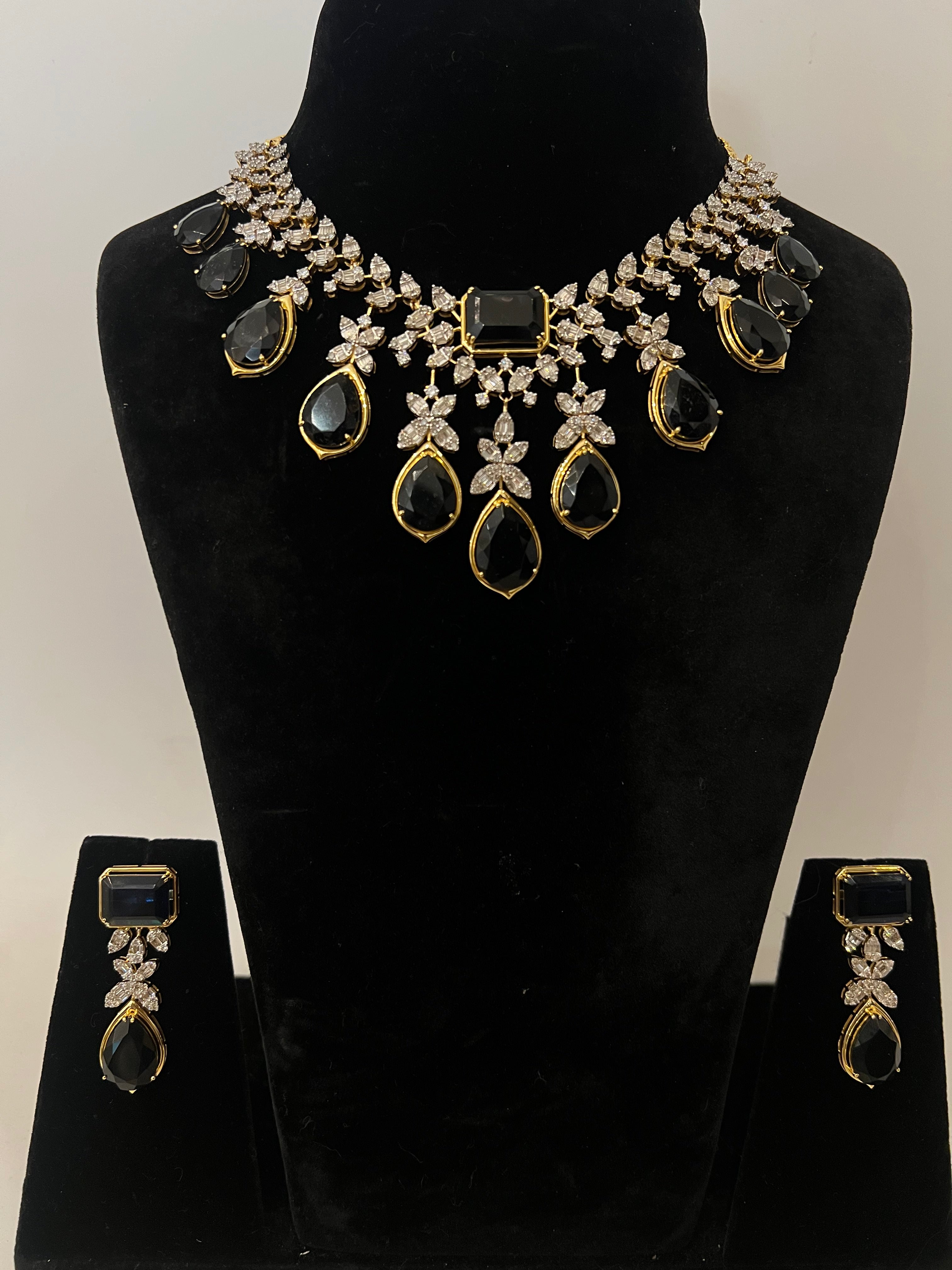 The Empress Suite: Pear cut Blue Gemstone & Brilliant Diamond Set