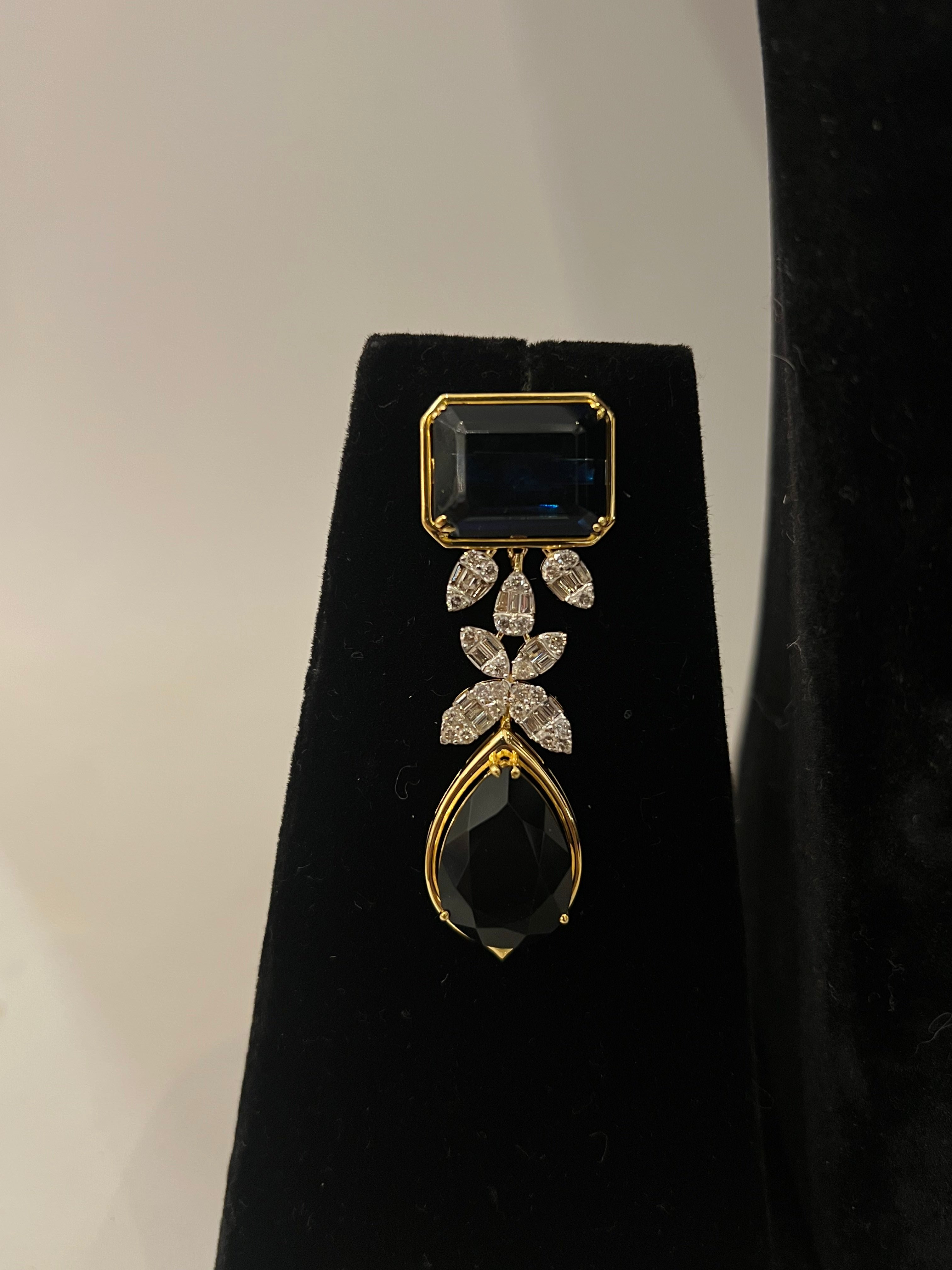 The Empress Suite: Pear cut Blue Gemstone & Brilliant Diamond Set