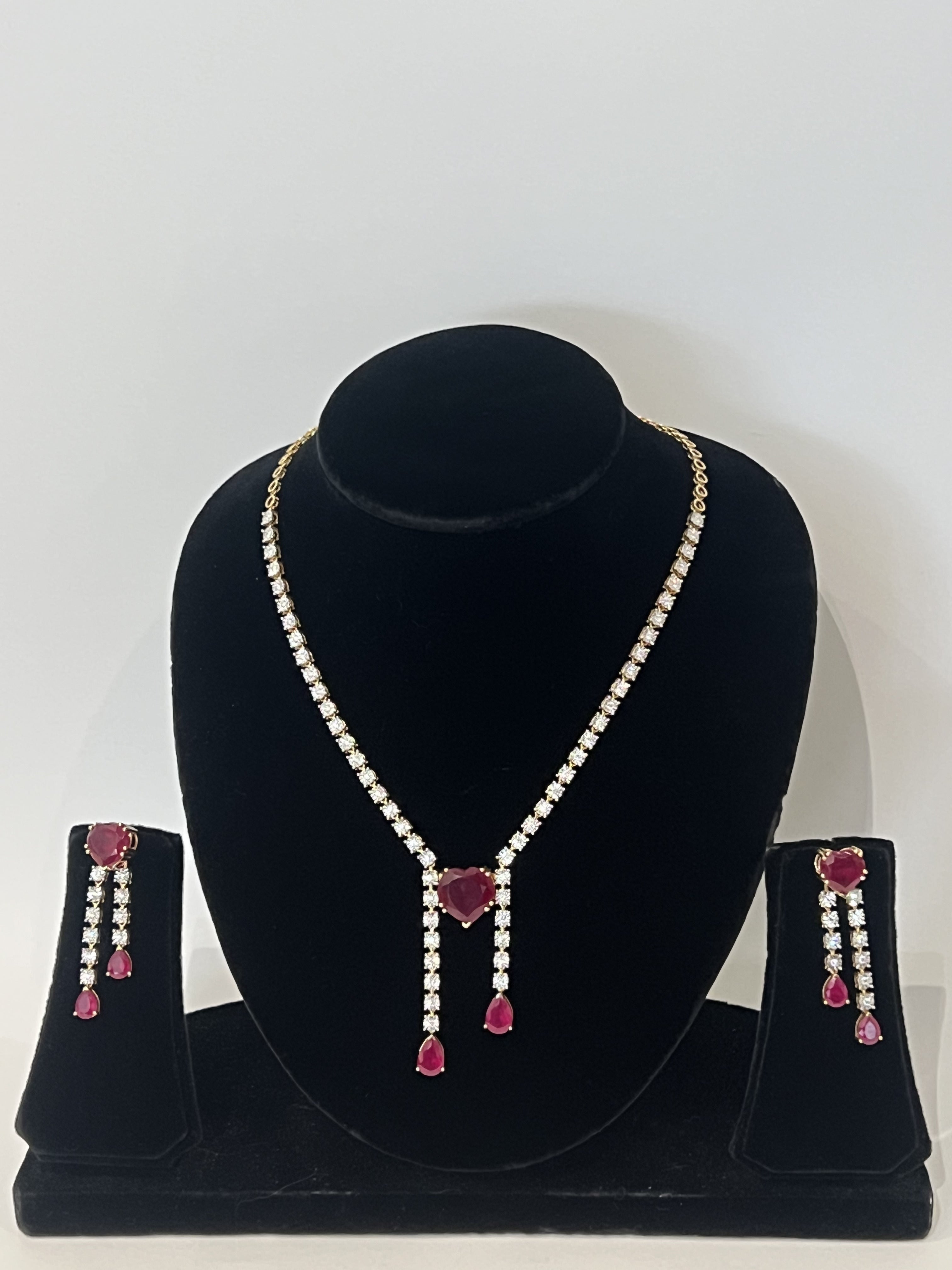 Radiant Heart Lab‑Grown Diamond & Ruby‑Red Accent Set