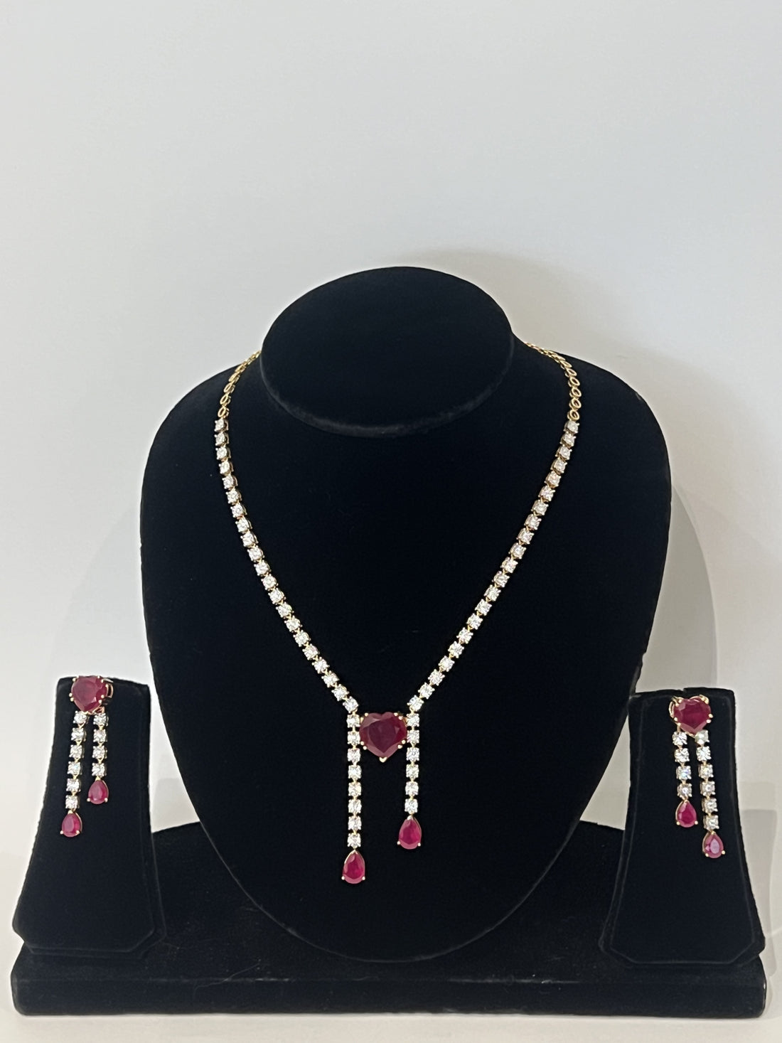 Radiant Heart Lab‑Grown Diamond & Ruby‑Red Accent Set