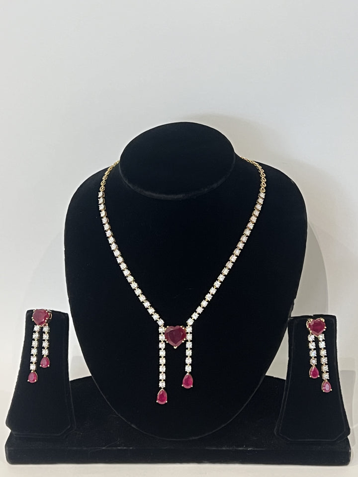 Radiant Heart Lab‑Grown Diamond & Ruby‑Red Accent Set