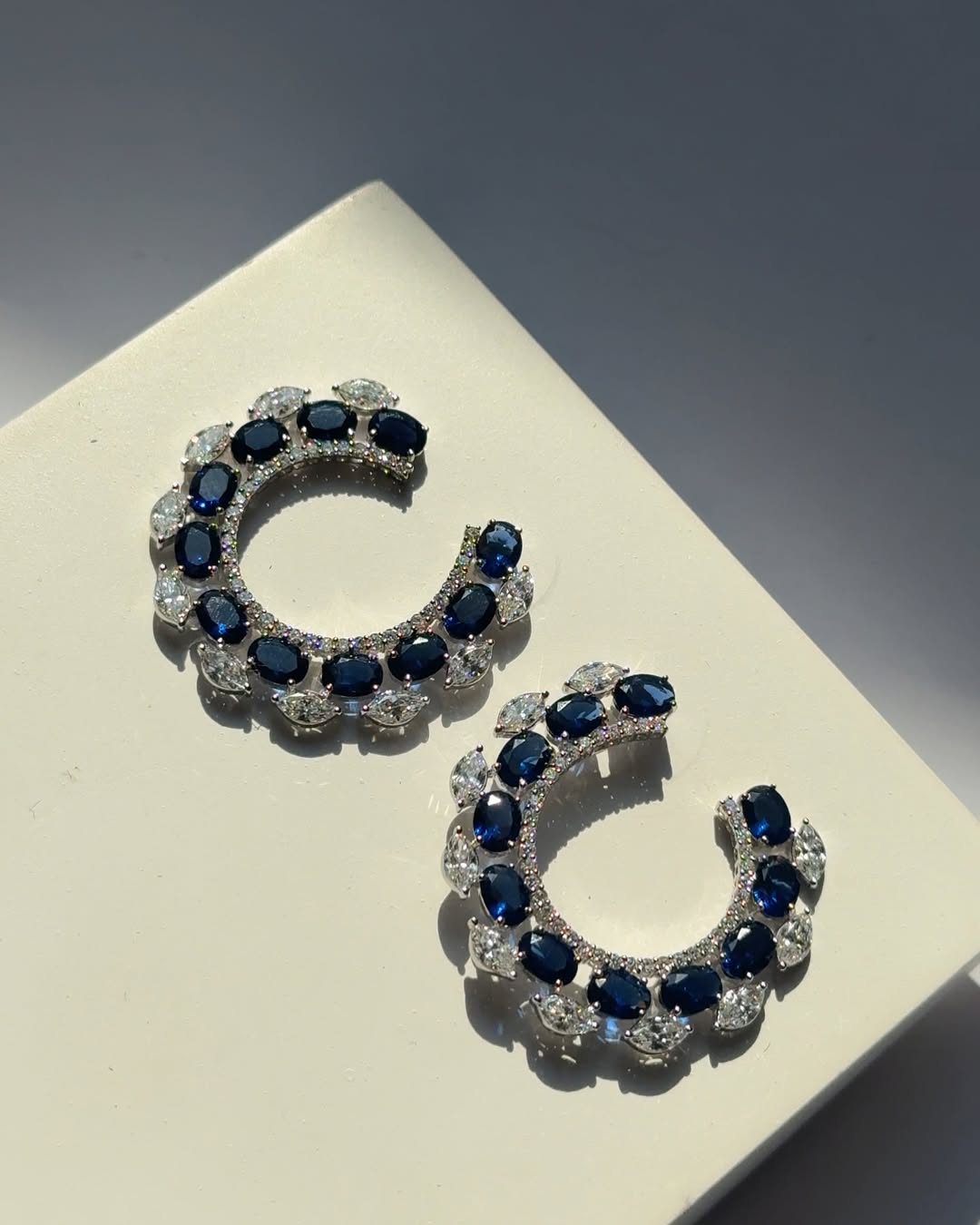 Elegant Sapphire and Diamond Hoops