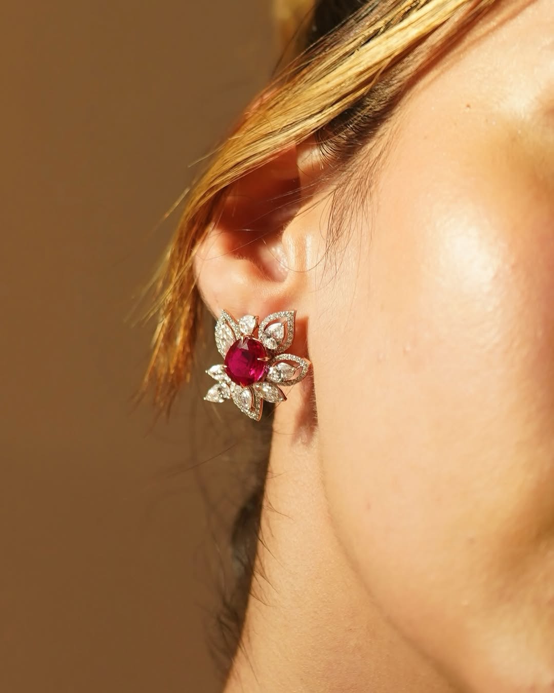 Exquisite Diamond Floral Studs