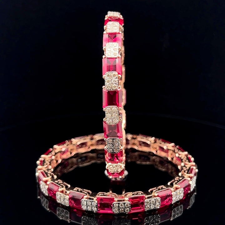 Exquisite Red Ruby Rose Gold Bangle