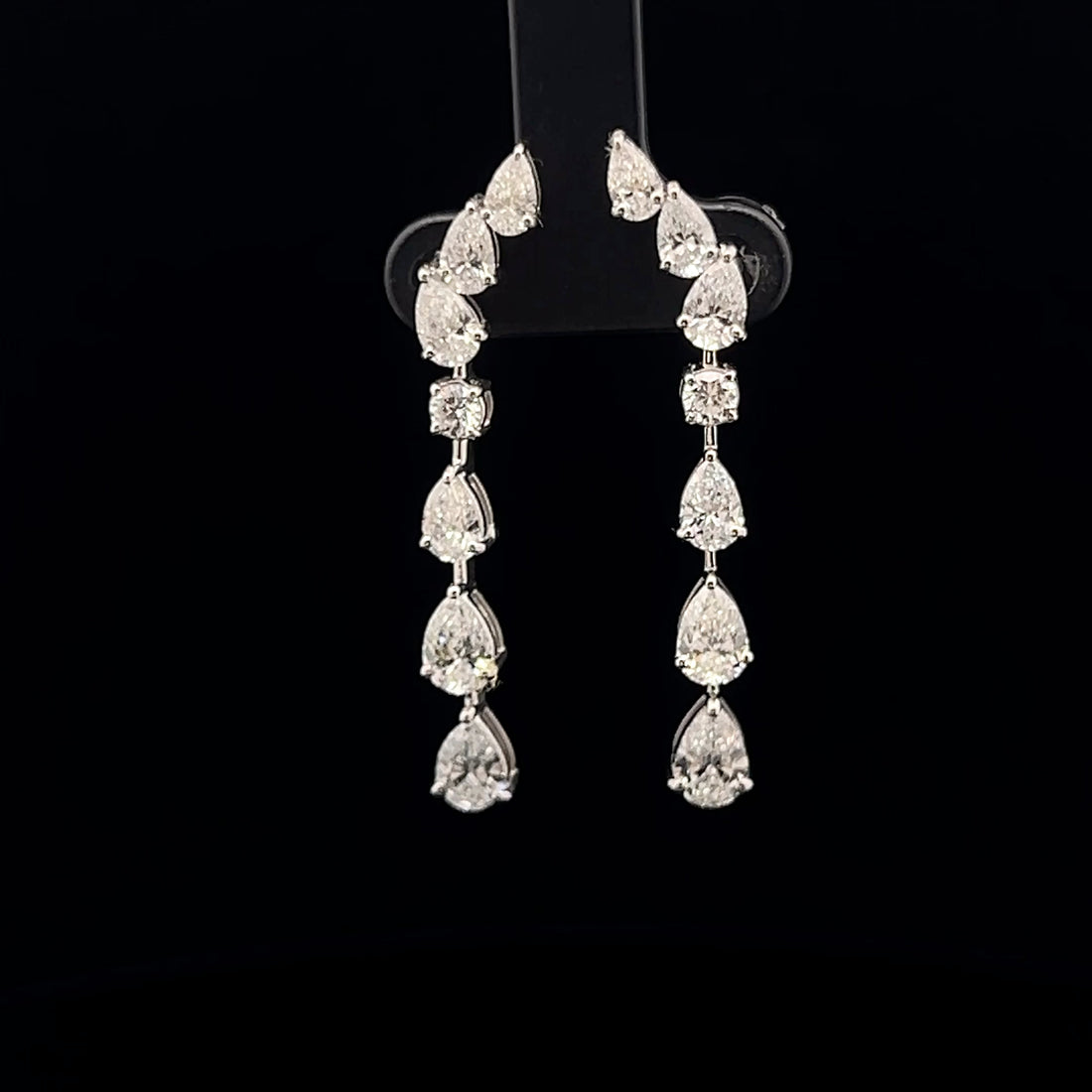 Modern Pear cut Diamond Linear Drop Earrings