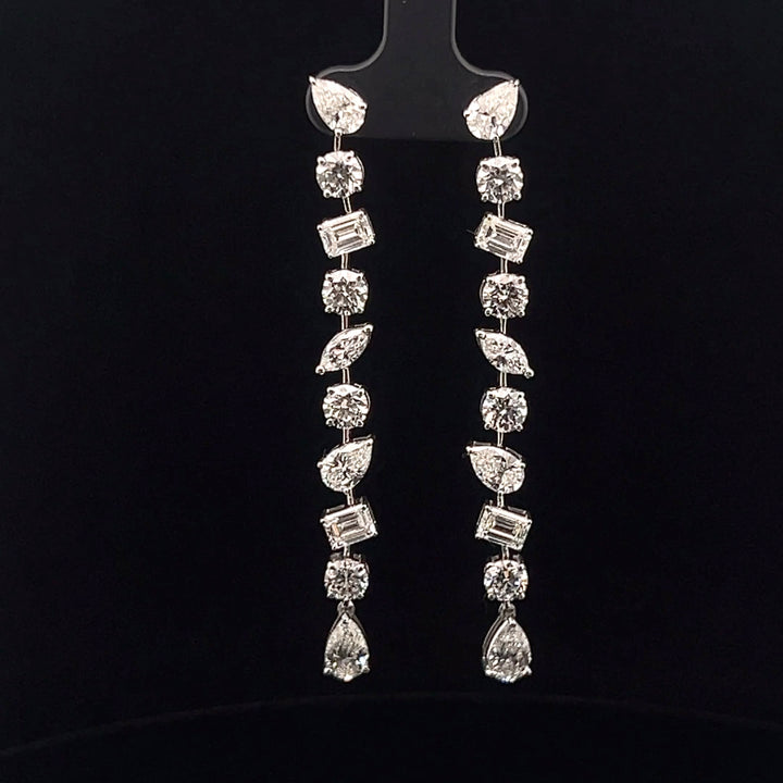 Long Cascading Mixed Cut diamond Earrings