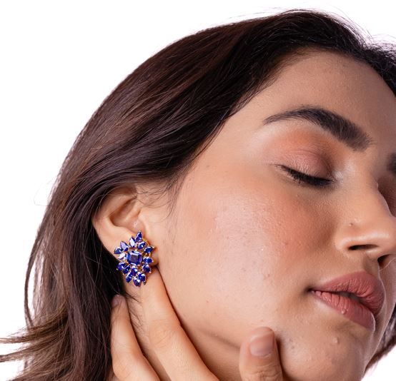 Elegant Blue Sapphire Stud Earrings