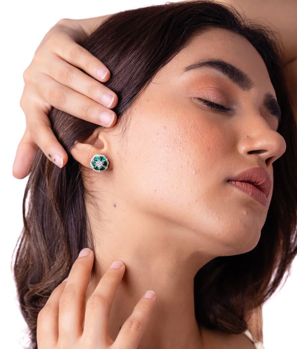 Jade Emerald Stud Earrings