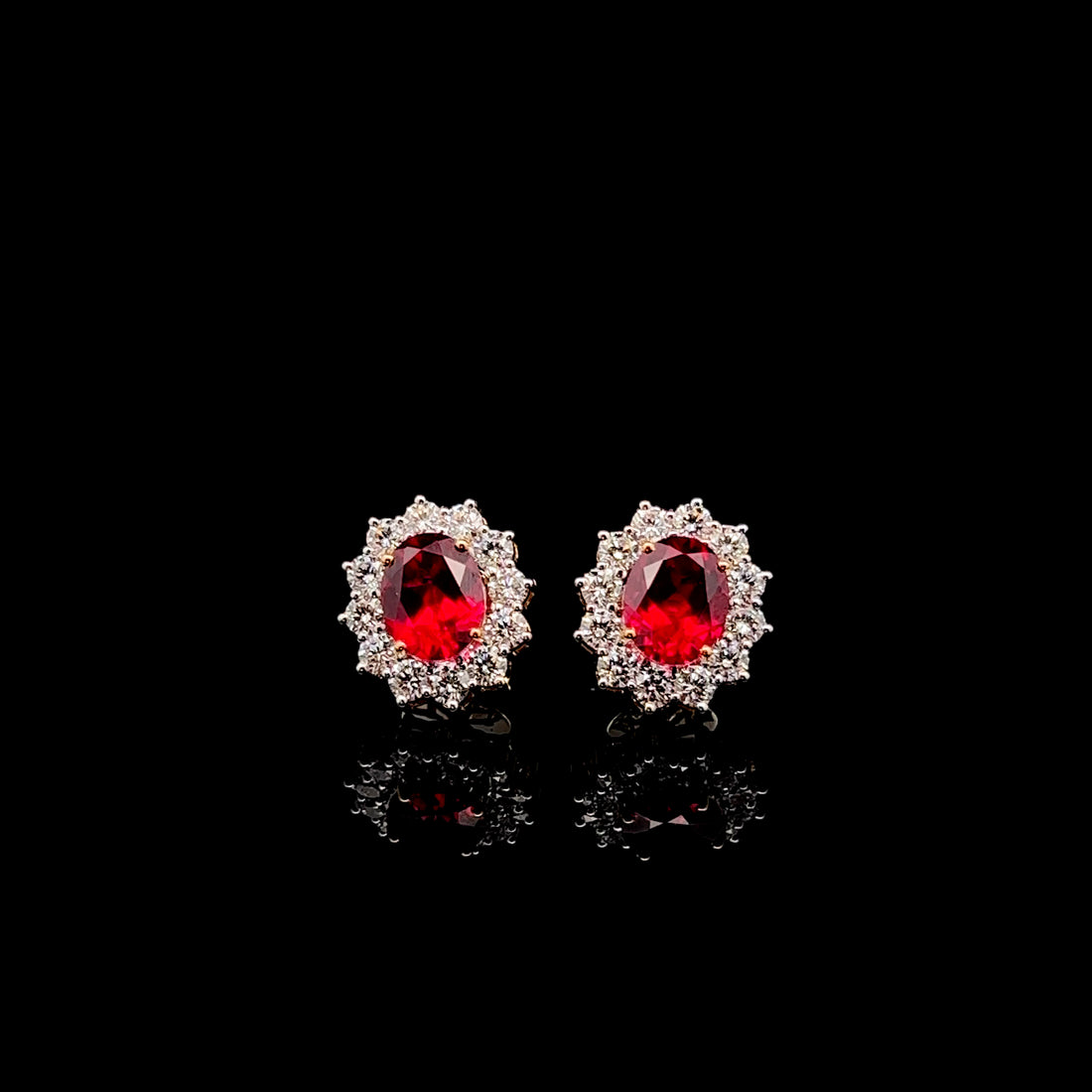 Oval Ruby Earrings