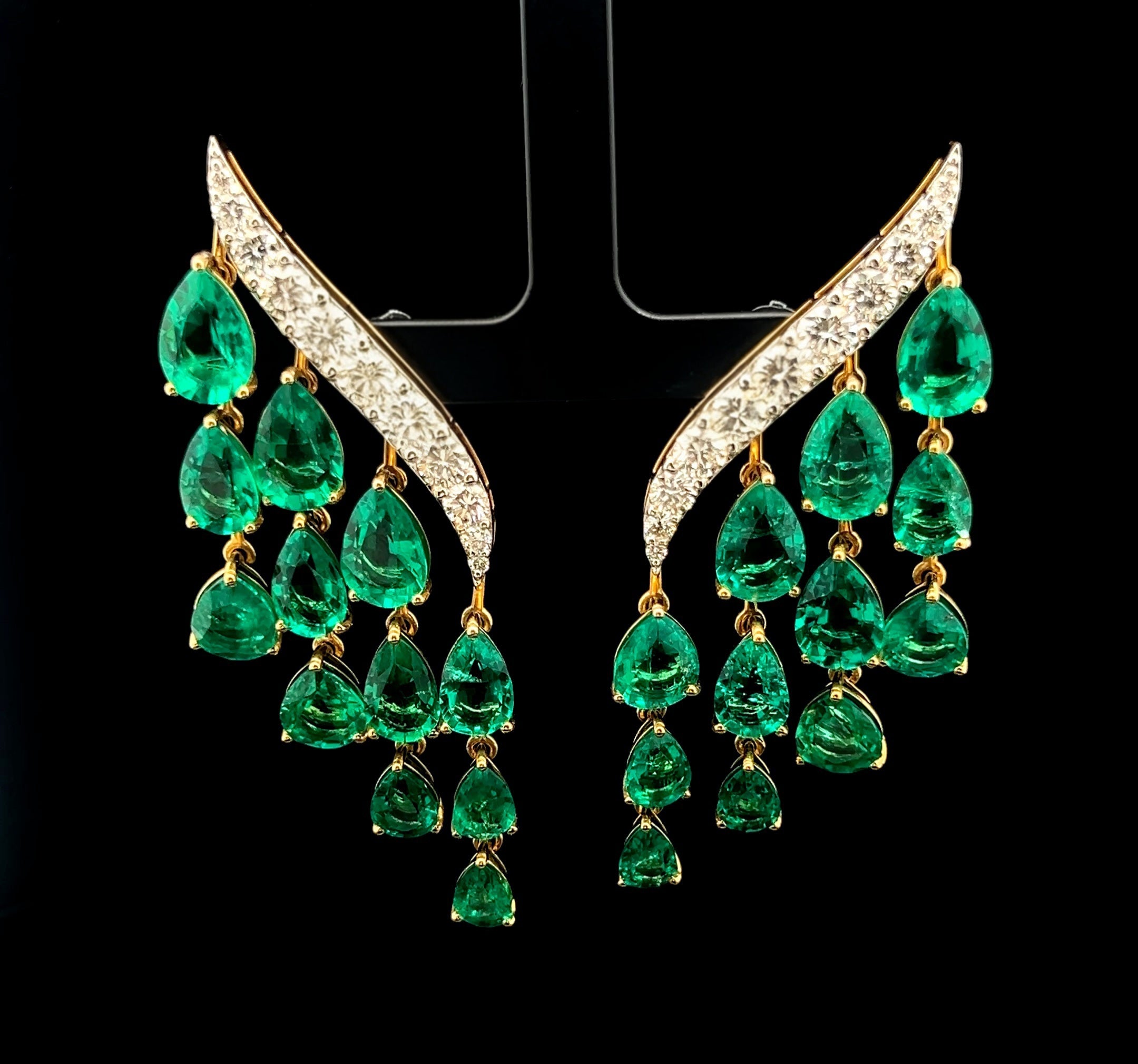 The Luxe Dangle Earrings: Lab Grown Diamond with Emerald Drops