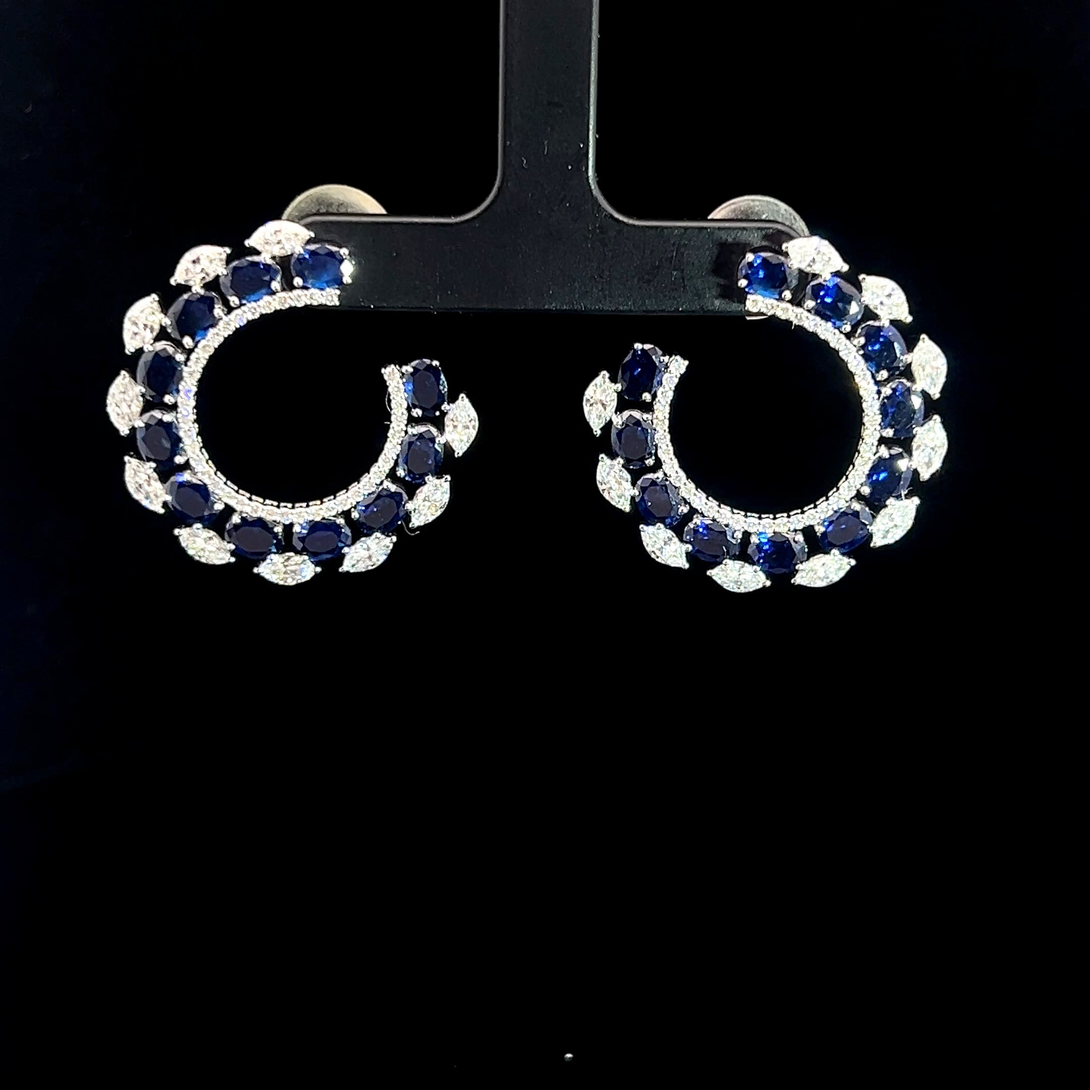 Elegant Sapphire and Diamond Hoops