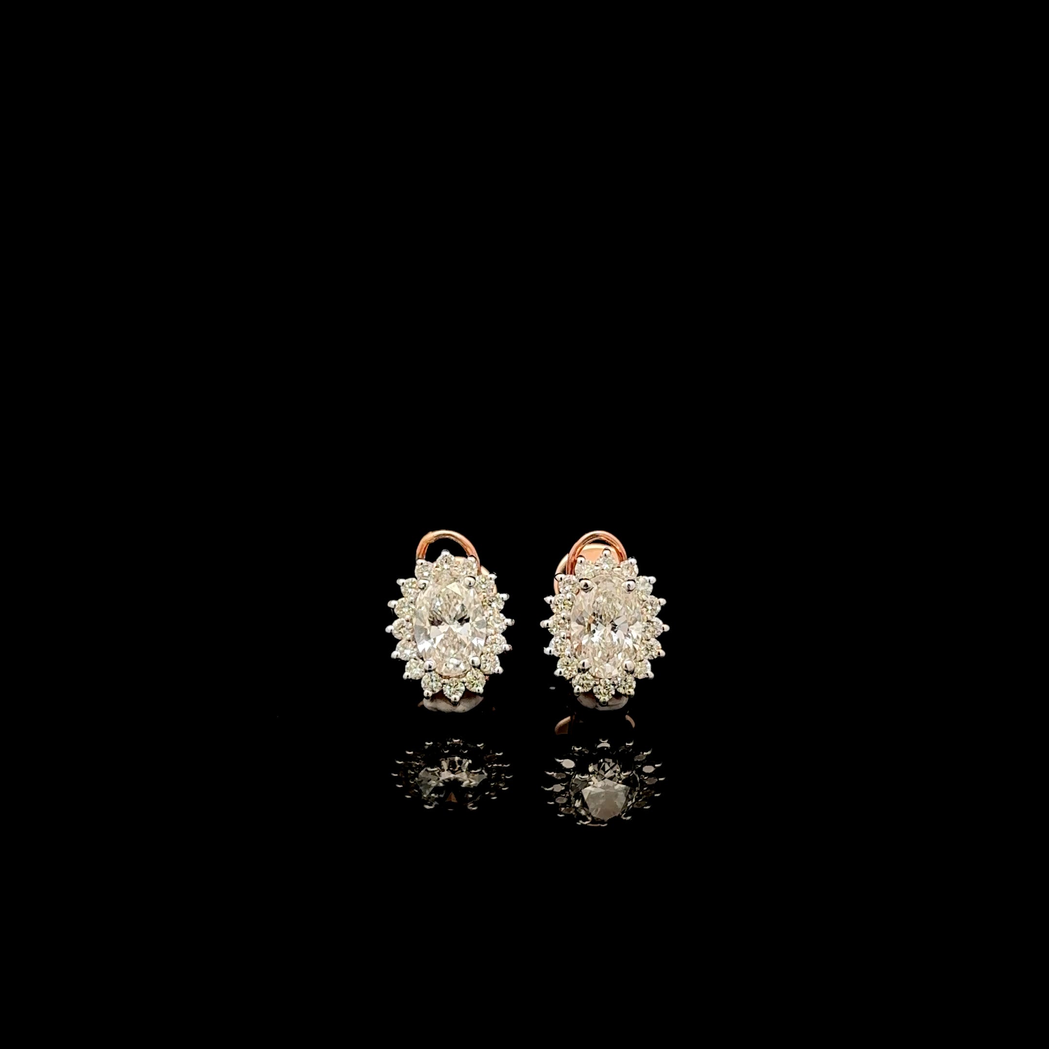 Versatile Sparkle: Oval Halo Diamond Studs with Clip ons