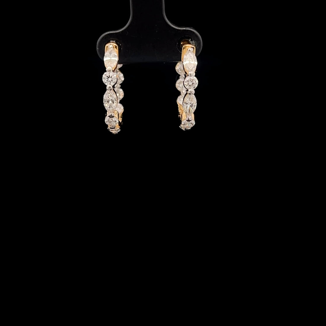 Exquisite Marquise & Round Diamond Hoops