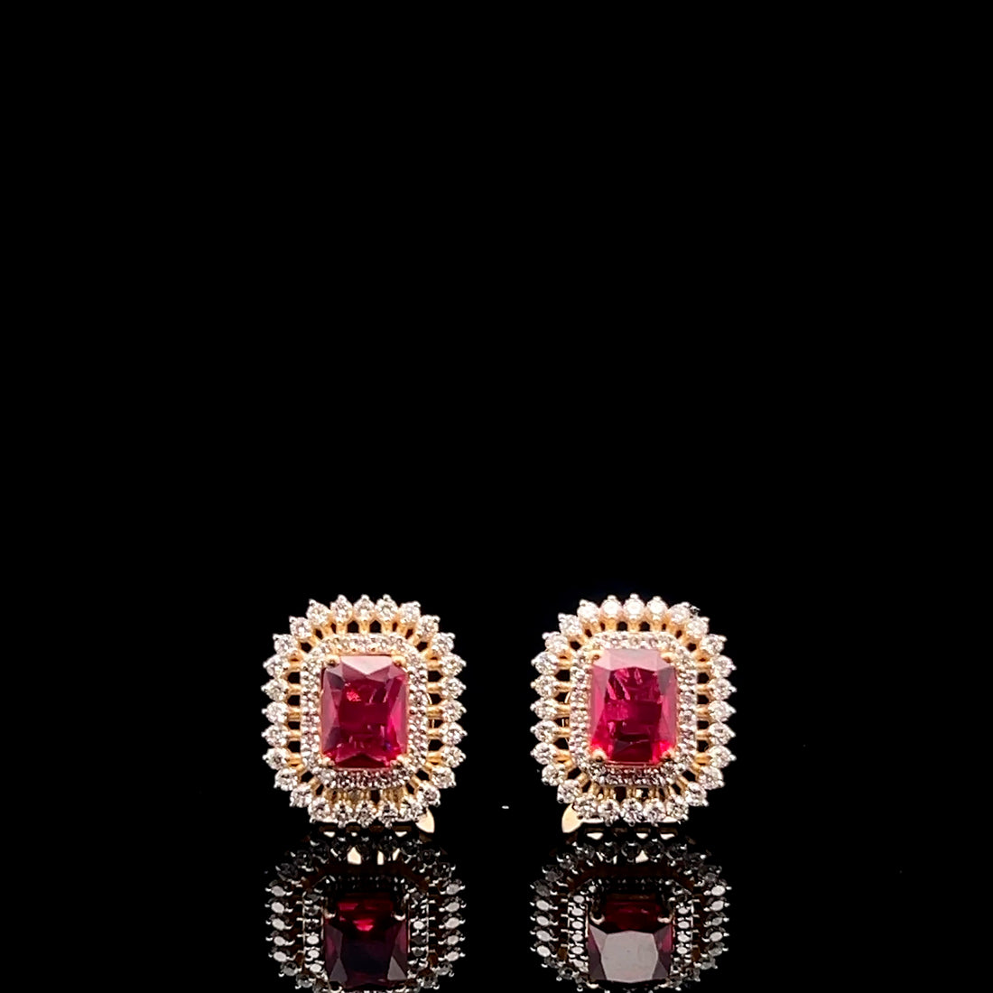 Exquisite Ruby & Diamond Stud Earrings