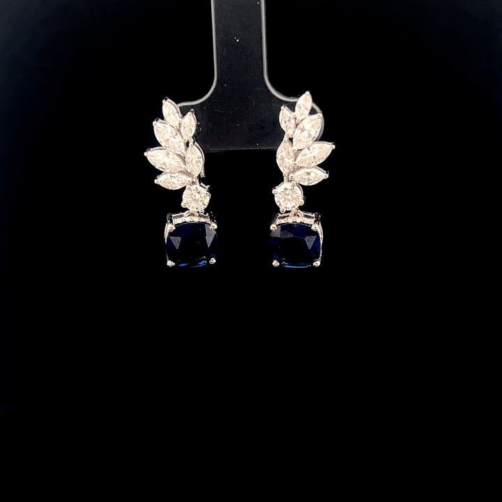 Exquisite Drop Earrings with Deep Blue Cushion Sapphire