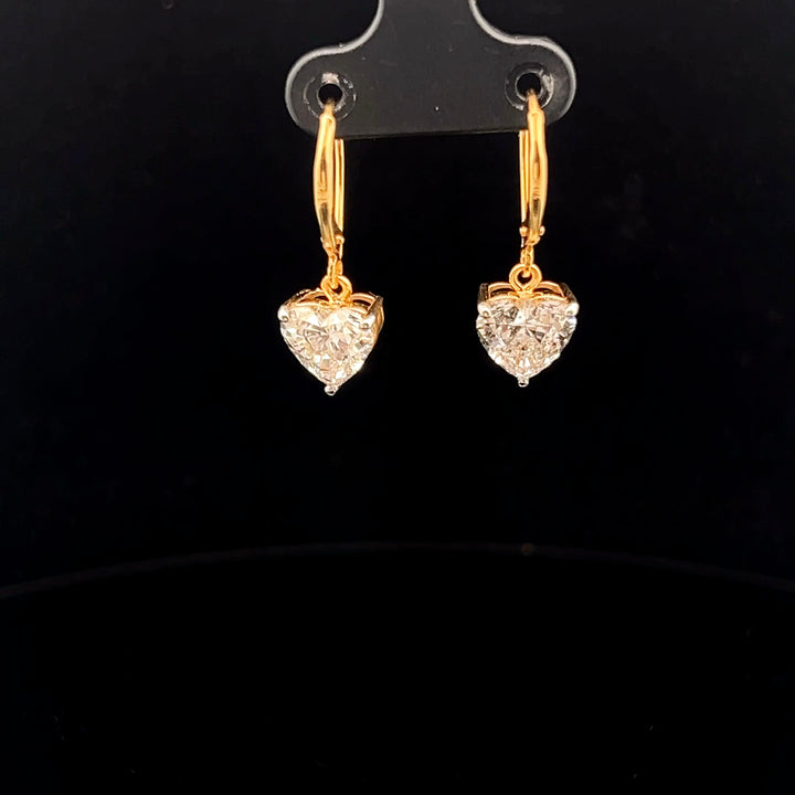 Elegant 2.00ct each Drop Earrings with Heart Shaped Diamonds