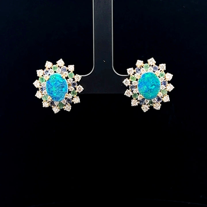 Vintage Inspired Blue Opal Earrings