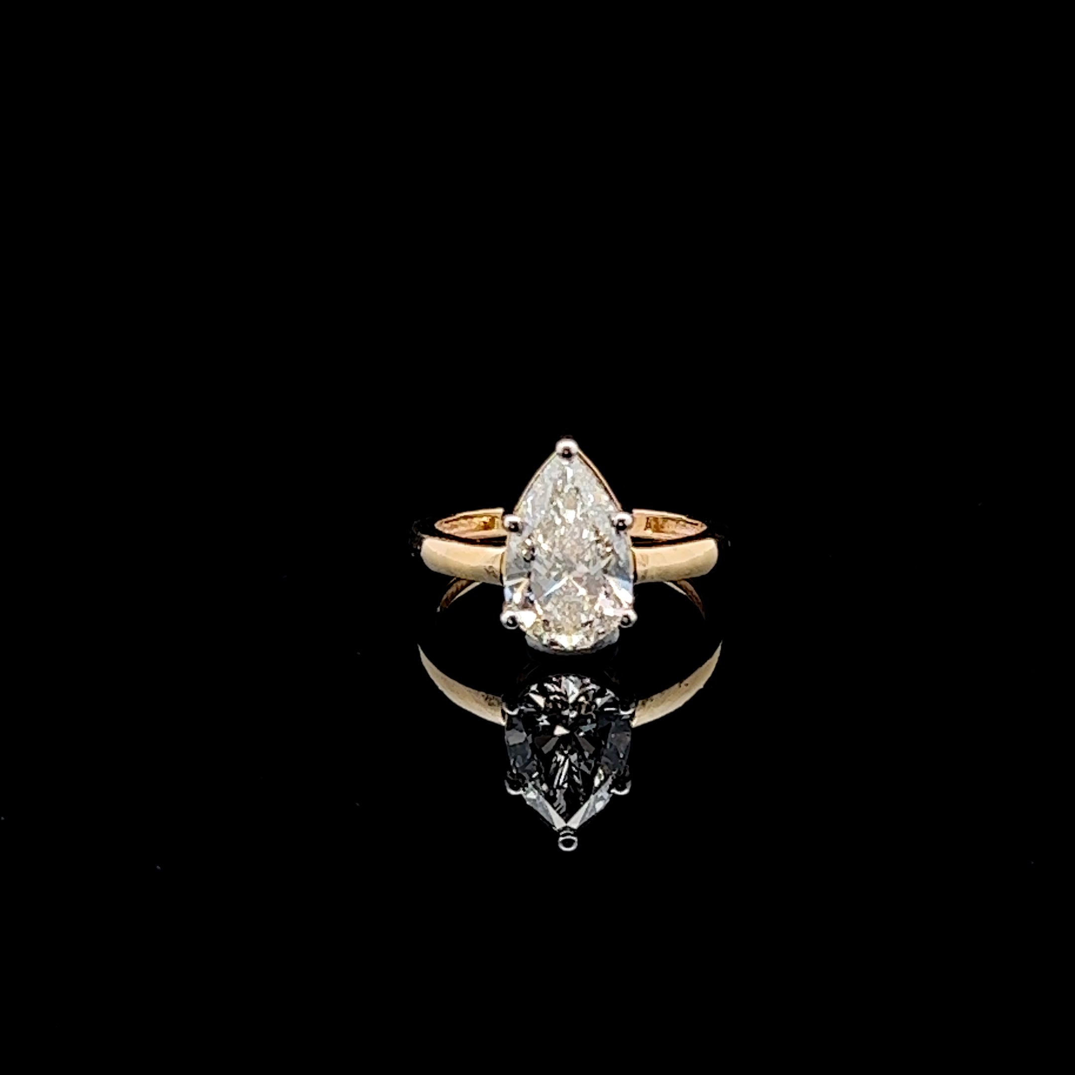 Pear Solitaire Diamond Ring: 2.5ct