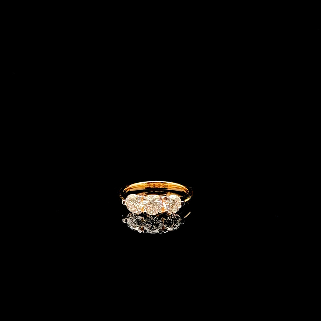 Exquisite 0.50ct Each Three Stoned Diamond Ring in Yellow Gold