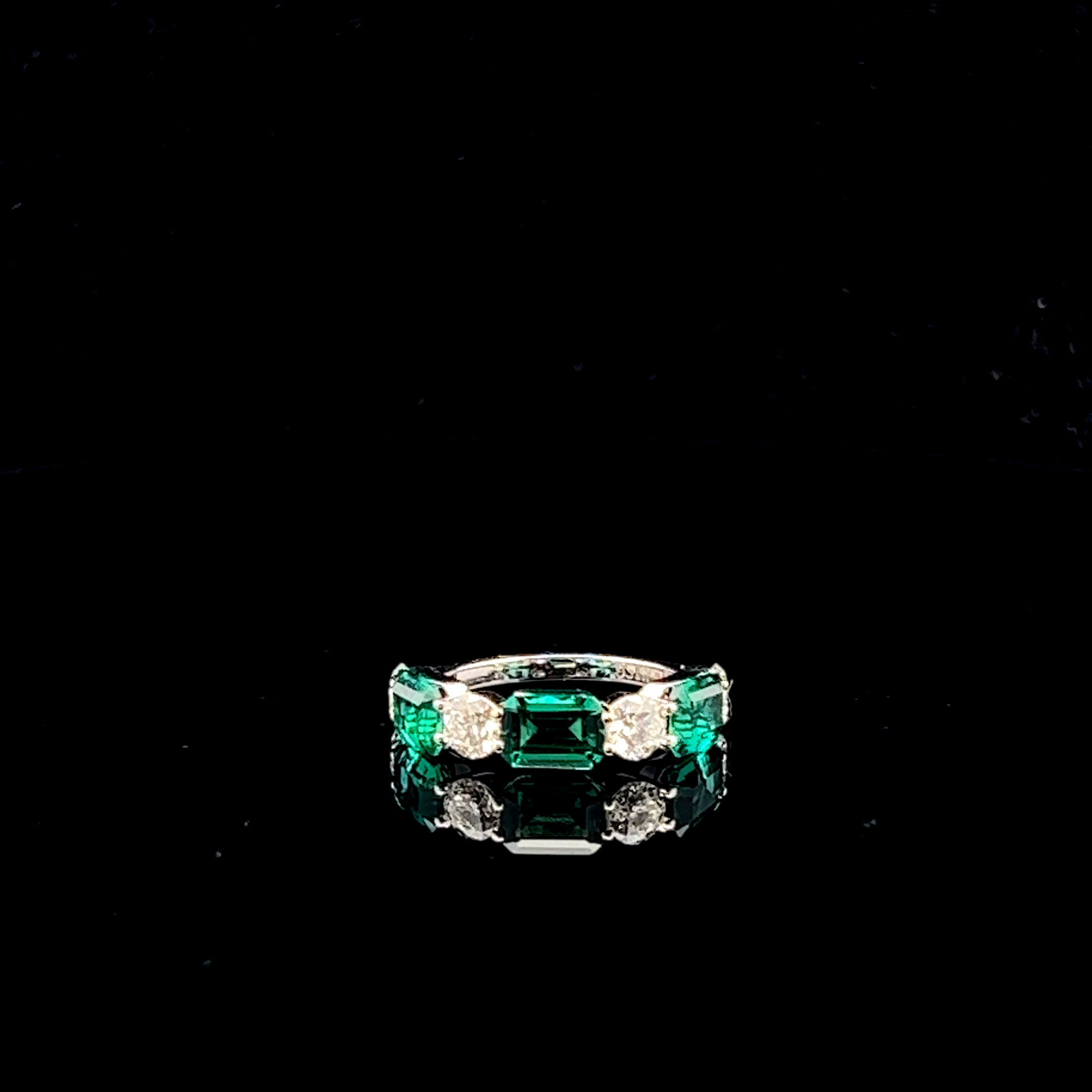The Perfect Pair: Emerald & Round Diamond Half Eternity