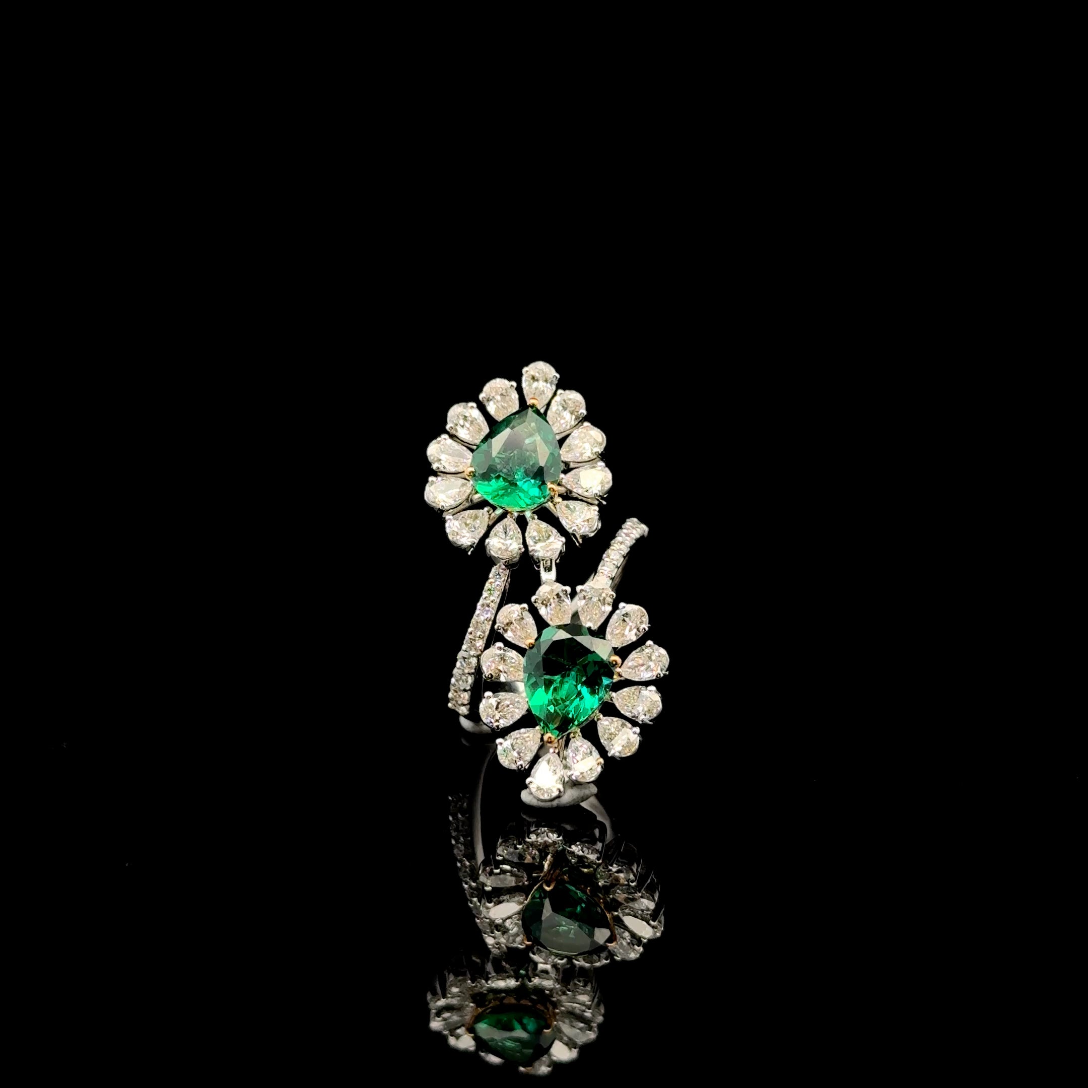 Exquisite Pear Cocktail Ring: A Floral Masterpiece