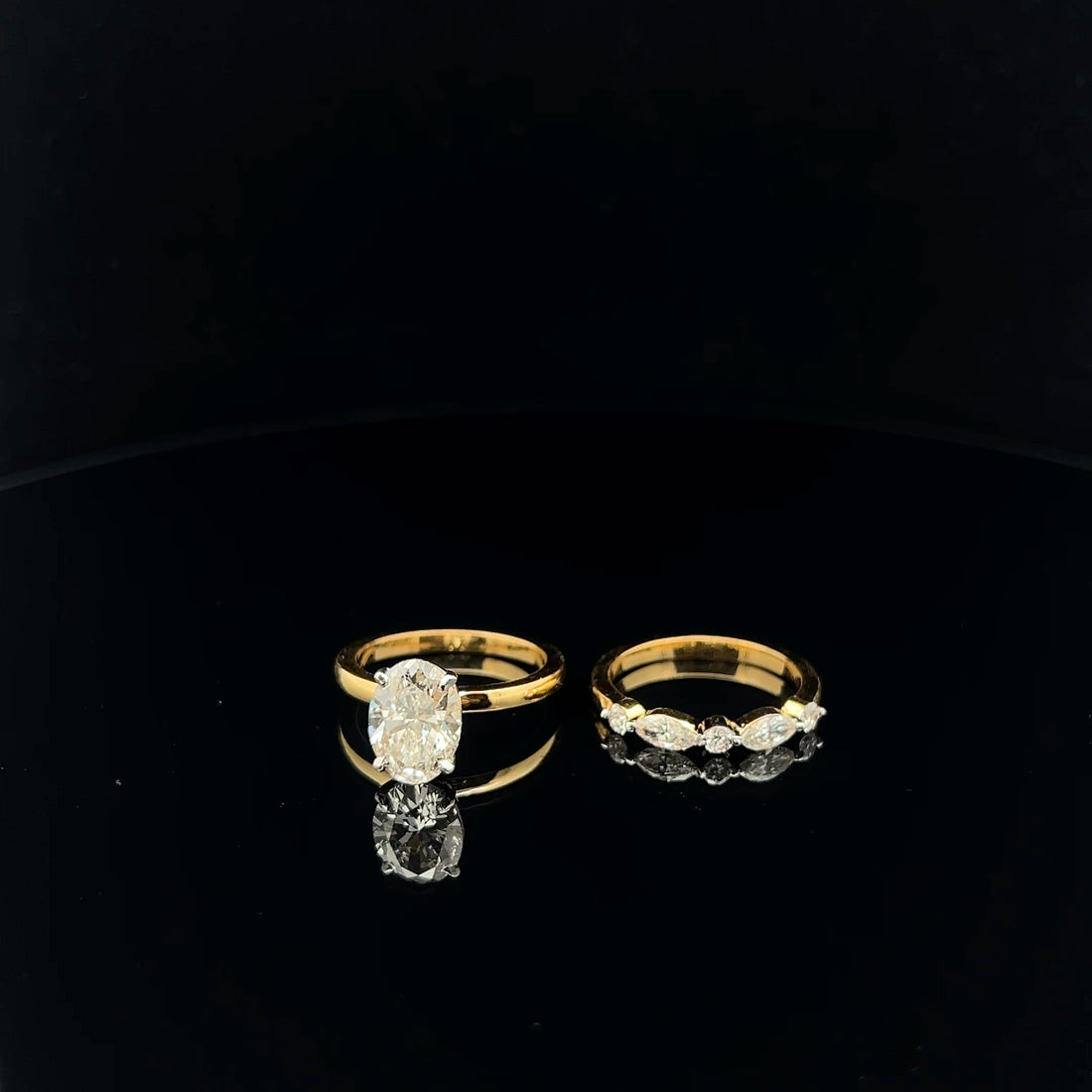Stackable Ring Set with Oval Cut Diamond