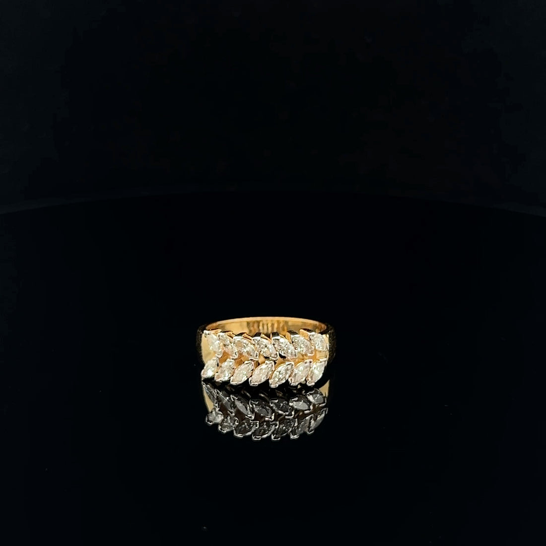 Perfectly Petite Marquise: 0.06ct Diamond Half Eternity in yellow gold