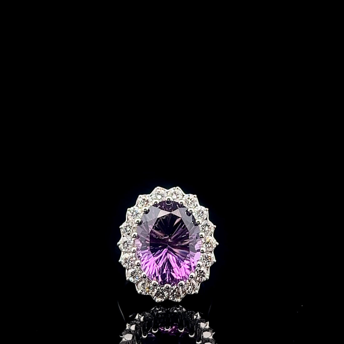 Royal Amethyst- Oval Halo Statement Ring