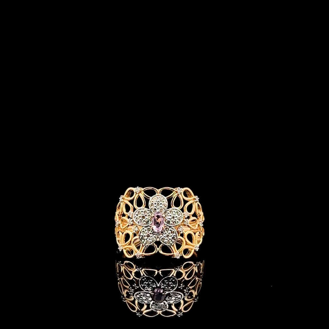 Exquisite Diamond Accented Blossom Band