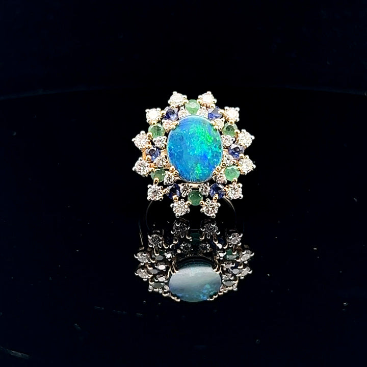 Vintage Inspired Blue Opal Cocktail Ring