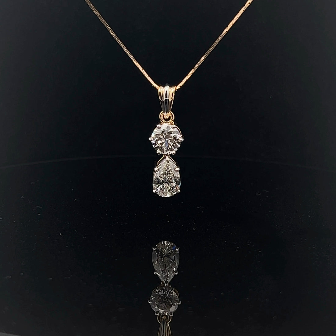 Round & Pear Diamond Pendant