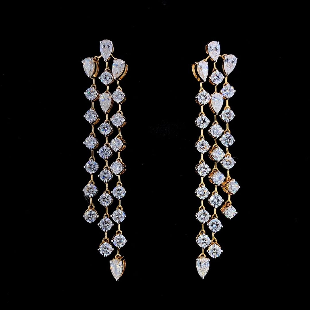 Elegant Diamond Starry Drop Earrings