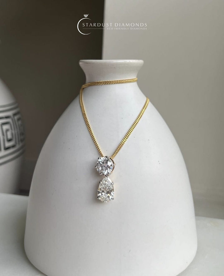 Round & Pear Diamond Pendant