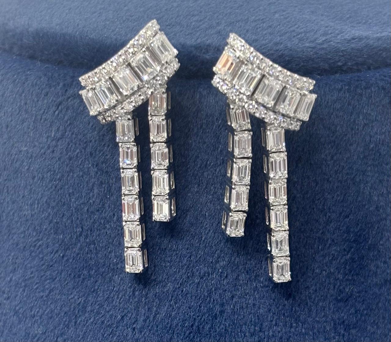 Radiant Harmony: Emerald-Cut Lab-Grown Diamond Necklace & Earrings Set