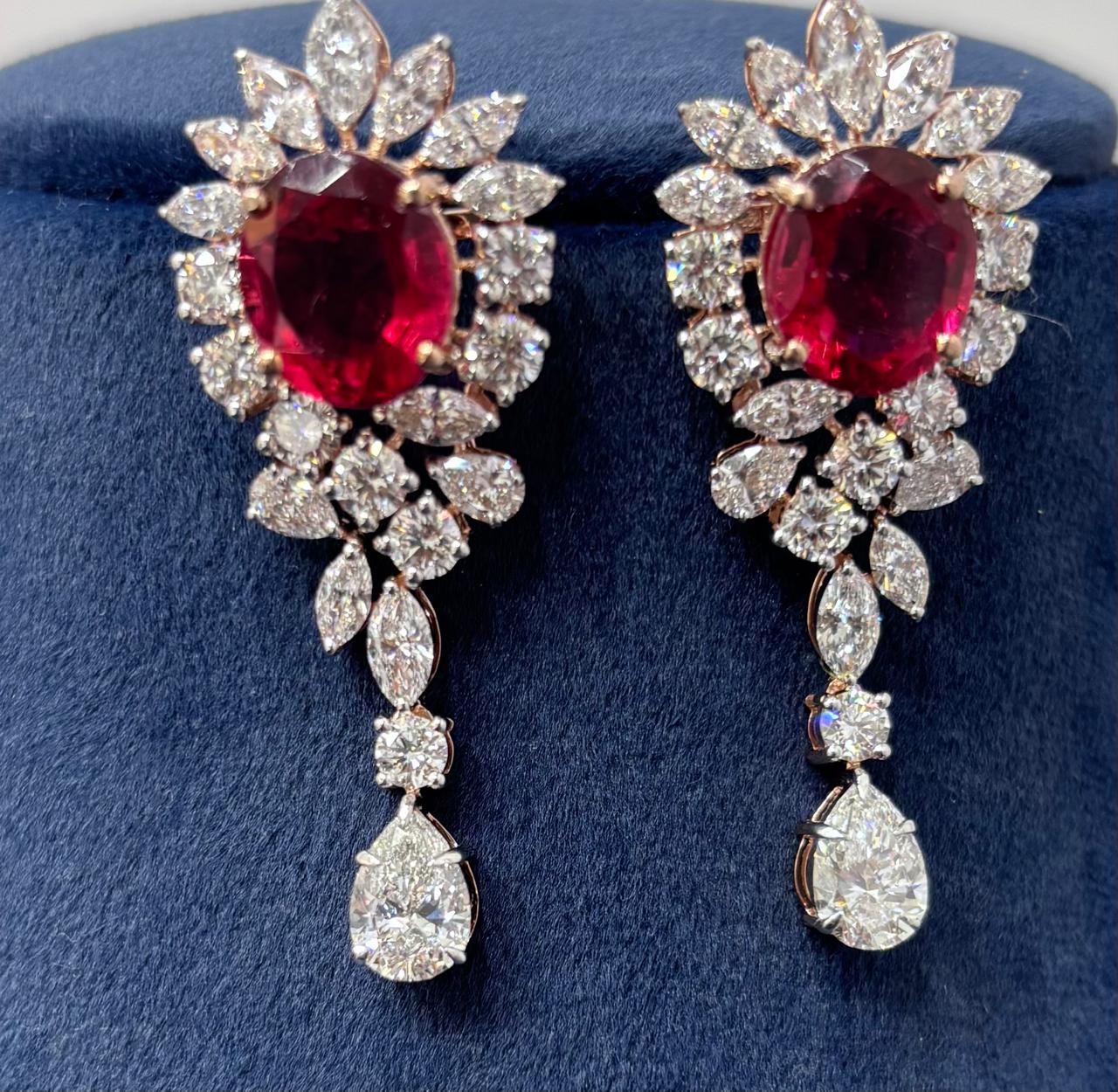 Majestic Ruby‑Tone Lab Diamond Necklace & Earrings Set