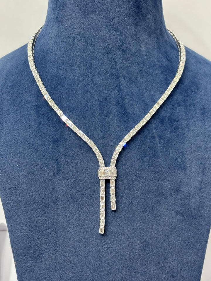 Radiant Harmony: Emerald-Cut Lab-Grown Diamond Necklace & Earrings Set