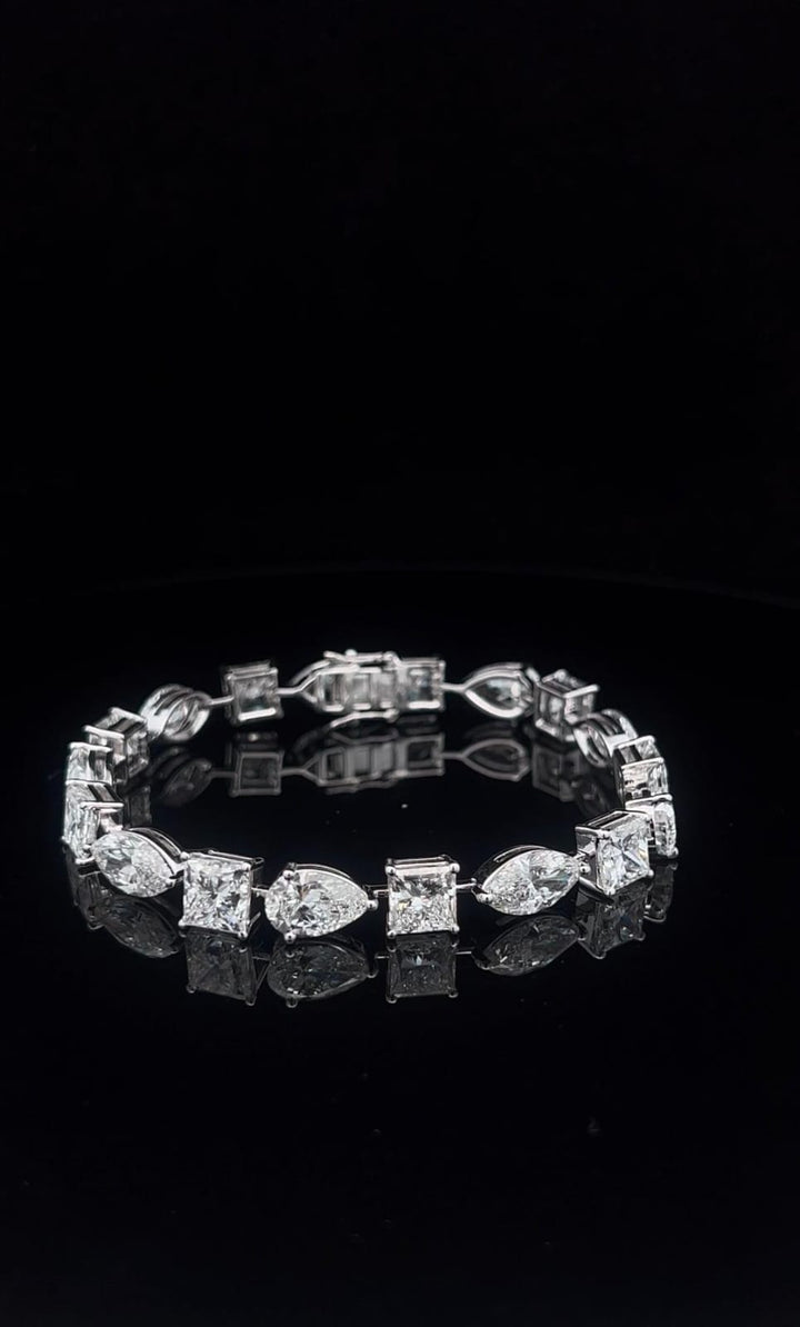 Elegant Mixed Cut Diamond Tennis Bracelet