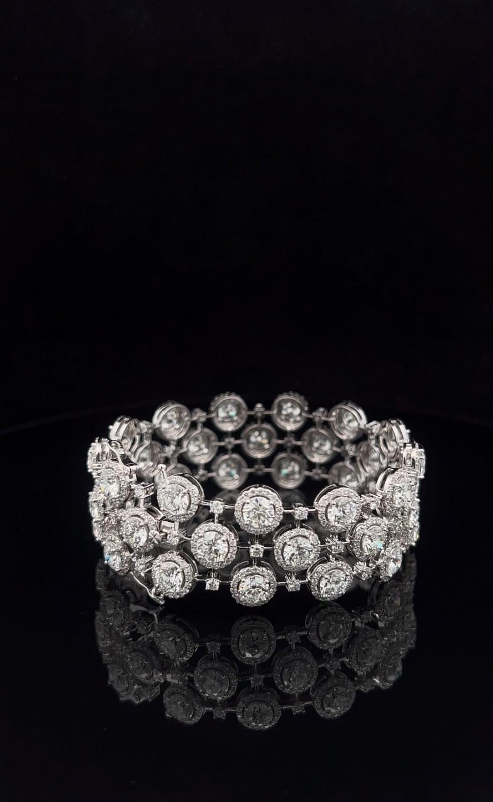 Exquisite Multi Row Diamond Halo Bracelet