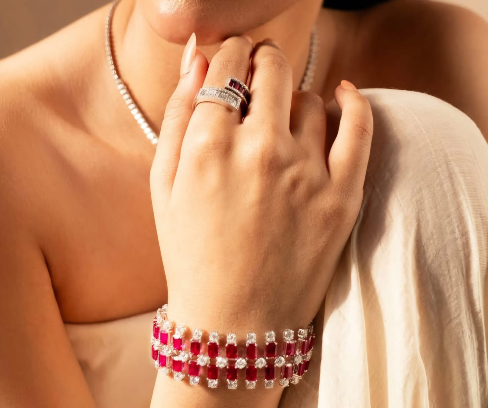 Elegant Dual-Band Gemstone Ring